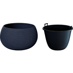 Prosperplast Splofy Bowl Γλάστρα Στρογγυλή Πλαστική Ανθρακί 37x21.8cm DKSP370-S433