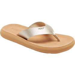 Roxy Δερμάτινες Γυναικείες Σαγιονάρες Flatforms Αντιολισθητικές Χρυσές ARJL101075-GLD