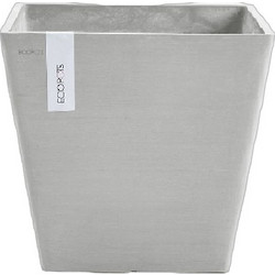 Ecopots Roterdam Γλάστρα Τετράγωνη Πλαστική Λευκή Γκρι 40x40x35cm ERO74.005.30TA-1