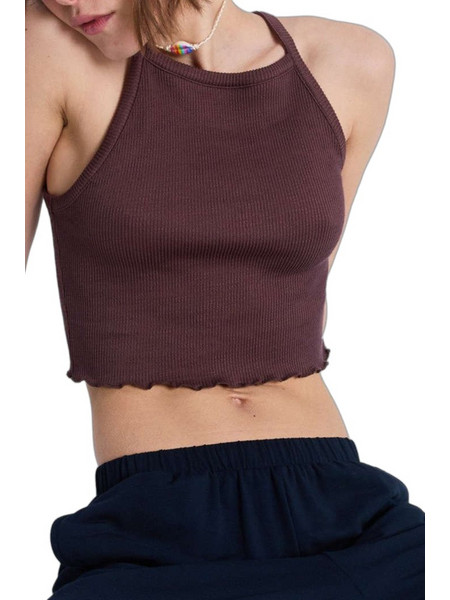 Roxy As I Am Γυναικείο Καλοκαιρινό Crop Top Ριπ Σοκολατί ERJKT04278