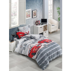 Mc Decor Σετ Παιδικό Κουβερλί Μονό Βαμβακερό με Μαξιλαροθήκη 160x240 Fast Car Γκρι