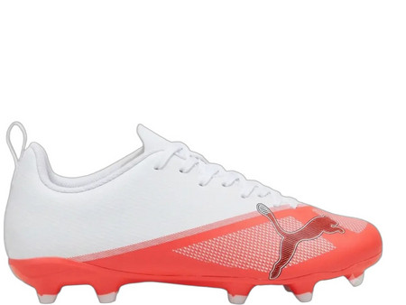 Puma Ultra 7 Play FG/AG 109164-01 Παιδικά Ποδοσφαιρικά Παπούτσια με Τάπες Λευκά Κόκκινα