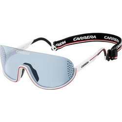 Carrera EYEDRA 6HT1P Ανδρικά Γυαλιά Ηλίου Μάσκα Κοκάλινα Λευκά με Μπλε Φακό