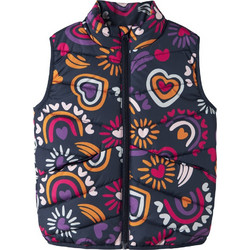 Name It Flowers and Hearts Αμάνικο Παιδικό Μπουφάν Χειμωνιάτικο Puffer Navy Μπλε 13243652