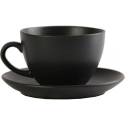 Espiel Morgan Σετ Φλιτζάνια Espresso Lungo & Ελληνικού Καφέ Πορσελάνης Μαύρα 310ml 6τμχ OW2051K6