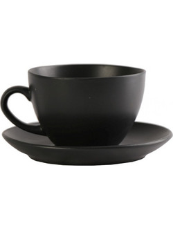 Espiel Morgan Σετ Φλιτζάνια Espresso Lungo & Ελληνικού Καφέ Πορσελάνης Μαύρα 310ml 6τμχ OW2051K6