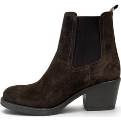 Ragazza Γυναικεία Μποτάκια Cowgirl Suede Σοκολατί με Χοντρό Χαμηλό Τακούνι 0273