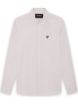 Lyle & Scott Ανδρικό Πουκάμισο Βαμβακερό Ριγέ Μακρυμάνικο Κανονική Γραμμή Ροζ LW2214VT-Y152