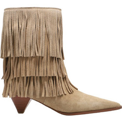 Michael Kors Γυναικεία Μποτάκια Cowgirl Suede Μπεζ με Χοντρό Χαμηλό Τακούνι 40F5JYME6S-297