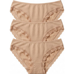 Namaldi Βαμβακερά Γυναικεία Slip με Δαντέλα Μπεζ 3Pack 282
