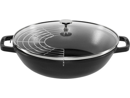 Staub Wok Μαντεμένιο Αντικολλητικό Κεραμική Επίστρωση με Καπάκι 30cm 1004706