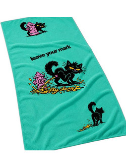 Salty Slang Kitty Πετσέτα Θαλάσσης Microfiber Τιρκουάζ 75x180cm SLU126AZ19-58