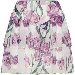 Ciel Concept Μίνι Φούστα Υφασμάτινη Ψηλόμεση Floral Λευκή Μωβ CIEL-SS2622537