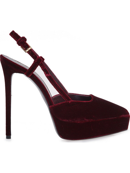 Lara Conte Γόβες Suede Slingback με Τακούνι Στιλέτο με Φιάπα Μπορντό X457A0166-623