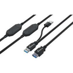 MediaRange MRCS244 Καλώδιο 2xUSB-A Male 3.0 to USB-A Female 15m Black