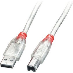 Lindy 41750 Καλώδιο Braided USB-A Male 2.0 to USB-B Male 0.2m Transparent