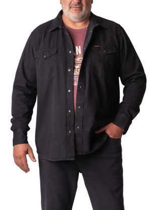 Wrangler Ανδρικό Πουκάμισο Βαμβακερό Μακρυμάνικο Κανονική Γραμμή Overshirt Μαύρο 11238427