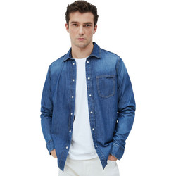 Pepe Jeans Ανδρικό Πουκάμισο Τζιν Μακρυμάνικο Κανονική Γραμμή Overshirt Μπλε PM306809WM6-000