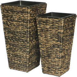 Fylliana Σετ Κασπώ Δαπέδου Rattan Καφέ 36x36x70cm 2τμχ 327-125-168