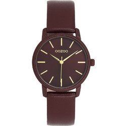 Oozoo Timepieces Γυναικείο Ρολόι με Μπορντό Δερμάτινο Λουράκι C11734
