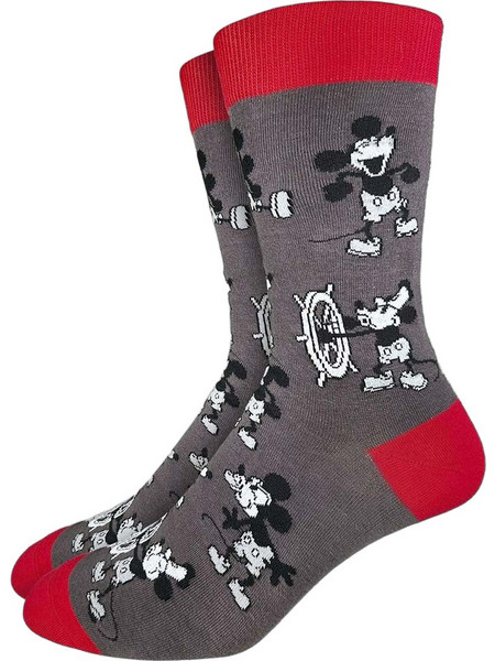Good Luck Sock Big & Tall Steamboat Willie Ανδρικές Κάλτσες Ψηλές με Σχέδια Ανθρακί GLS-2200