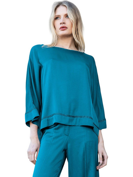 AGGEL Γυναικείο Χειμερινό Top Μπλε FW51185KF