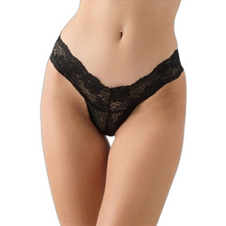 Minerva Γυναικείο String με Δαντέλα Μαύρο 90-88756-045