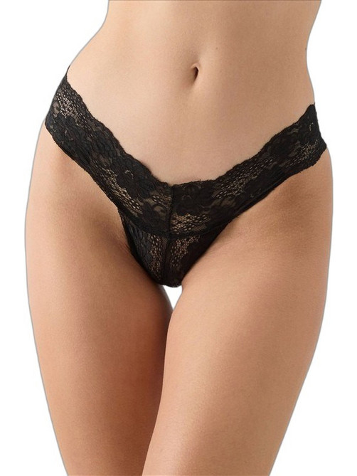 Minerva Γυναικείο String με Δαντέλα Μαύρο 90-88756-045