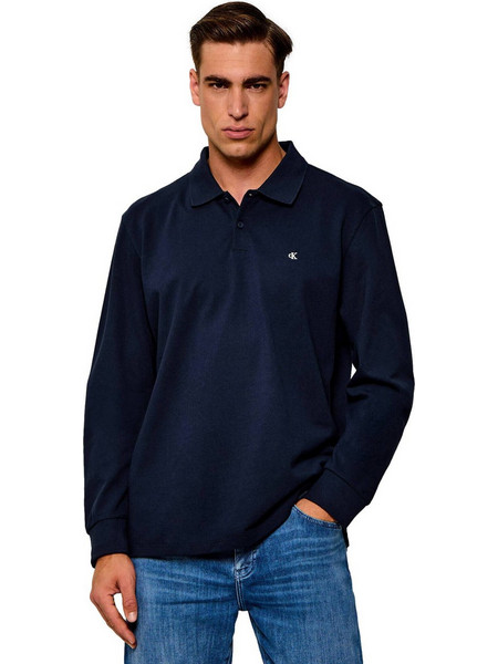 Calvin Klein Ανδρική Μπλούζα Polo Μακρυμάνικη Navy Μπλε LV04RH263G-CEF