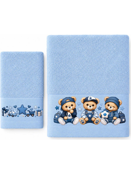 Astron Baby Bear Boy Σετ Παιδικές Πετσέτες 2τμχ 500gr/m²