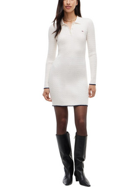 Tommy Jeans Mini Καθημερινό Φόρεμα Πλεκτό Λευκό DW0DW23317-YBH