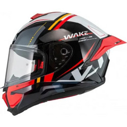 Nzi Wake Stream Booster Black White Red Κράνος Μηχανής Full Face