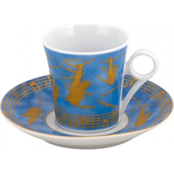 WM Collection Σετ Φλιτζάνια Espresso & Ελληνικού Καφέ Πορσελάνης Γαλάζια Πορτοκαλί 75ml 6τμχ N947/6/A