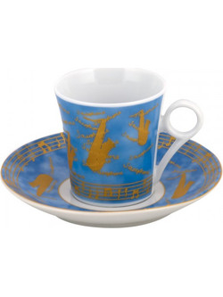 WM Collection Σετ Φλιτζάνια Espresso & Ελληνικού Καφέ Πορσελάνης Γαλάζια Πορτοκαλί 75ml 6τμχ N947/6/A