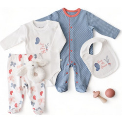 BiBaby Flowers Spring Βρεφικό Σετ Φόρμας για Κορίτσι Χειμωνιάτικο Μπεζ Μπλε 62274