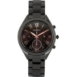 Seiko Lukia Γυναικείο Ρολόι Χρονογράφος με Μαύρο Μεταλλικό Μπρασελέ SRWZ17P1