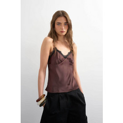 Topshop Naomi Γυναικείο Χειμερινό Lingerie Top Σατέν Σοκολατί 31001725