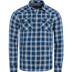 Pepe Jeans Ανδρικό Πουκάμισο Βαμβακερό Καρό Μακρυμάνικο Κανονική Γραμμή Μπλε PM305469-564