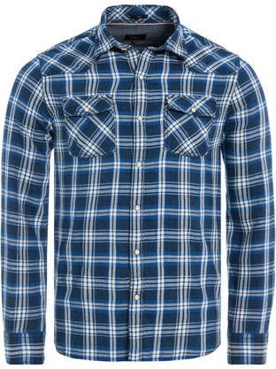 Pepe Jeans Ανδρικό Πουκάμισο Βαμβακερό Καρό Μακρυμάνικο Κανονική Γραμμή Μπλε PM305469-564