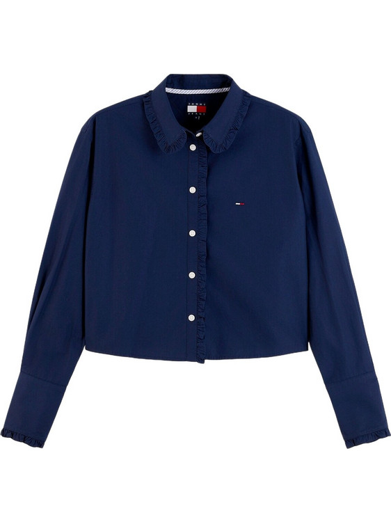Tommy Hilfiger Μακρυμάνικο Γυναικείο Πουκάμισο Mονόχρωμο Navy Μπλε DW0DW23457