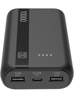 Cellular Line Entry Power Bank 10000mAh 12W με 2 Θύρες USB-A Black