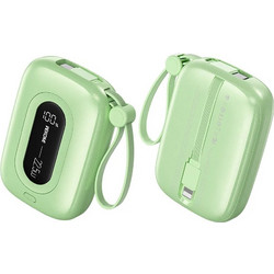 Wekome WP-107 Power Bank 10000mAh 22.5W με Ενσωματωμένα Καλώδια USB-C & Lightning Power Delivery Green