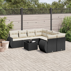 vidaXL Σετ Σαλόνι Κήπου Rattan 9τμχ Ανθρακί Μπεζ 3221155