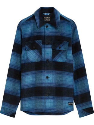 Scotch & Soda Ανδρικό Πουκάμισο Καρό Μακρυμάνικο Overshirt Μπλε 183644-401