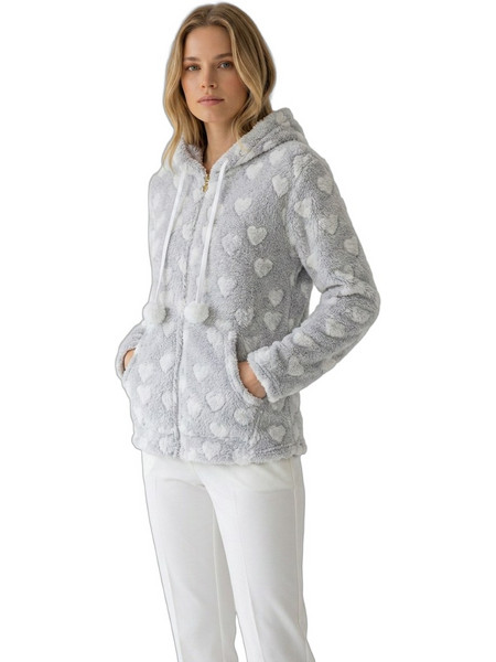 Harmony Γυναικεία Ρόμπα Χειμωνιάτικη Fleece Γκρι 411704