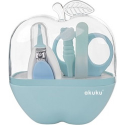 Akuku Apple Σετ Βρεφικό Ψαλιδάκι Νυχιών Νυχοκόπτης & Λίμα Νυχιών Γαλάζια με Θήκη 4τμχ A0043