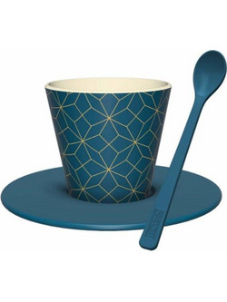 iDrink Polygon Φλιτζάνι Espresso & Ελληνικού Καφέ Μπλε 90ml ID5226