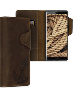 Kalibri Δερμάτινη Suede Θήκη - Πορτοφόλι Sony Xperia XZ3 - Brown (46668.02)