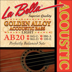 La Bella AB20 Golden Alloy Σετ 4 Χορδές Ακουστικού Μπάσου 45-100" Light Tension