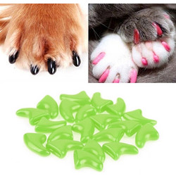 20 PCS Silicone Soft Cat Nail Caps / Cat Paw Claw / Pet Nail Protector/Cat Nail Cover, Size:XS(Green) (OEM)